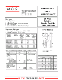 Datasheet MBRF2530CT manufacturer MCC