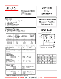 Datasheet MUR10010 manufacturer MCC
