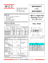 Datasheet MUR10020CT manufacturer MCC