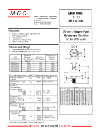 Datasheet MUR7060 manufacturer MCC
