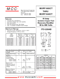 Datasheet MURF1030CT manufacturer MCC