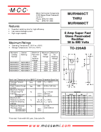 Datasheet MURH805CT manufacturer MCC