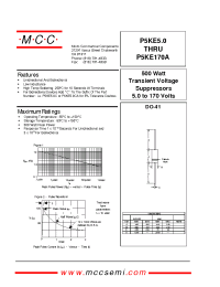 Datasheet P5KE100A manufacturer MCC