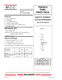 Datasheet P5KE100CA manufacturer MCC