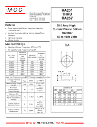 Datasheet RA257 manufacturer MCC