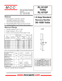 Datasheet RL102GP manufacturer MCC