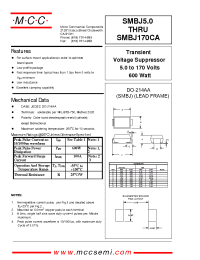 Datasheet SMBJ110A manufacturer MCC