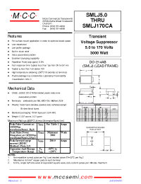Datasheet SMLJ100CA manufacturer MCC