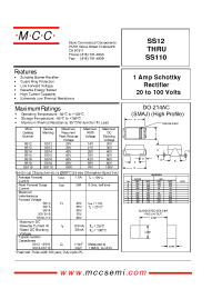 Datasheet SS110 manufacturer MCC