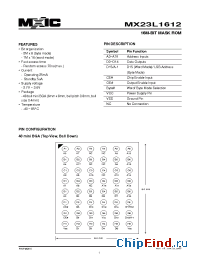 Datasheet MX23L1612 manufacturer Macronix