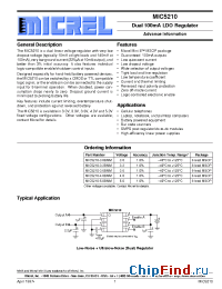 Datasheet MIC5210-3.3BMM manufacturer Micrel