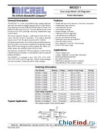 Datasheet MIC5211-1.8/3.3BM6 manufacturer Micrel