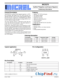 Datasheet MIC5270-3.0BM5 manufacturer Micrel