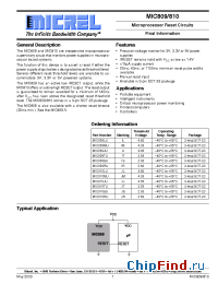 Datasheet MIC809TU manufacturer Micrel