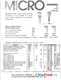 Datasheet 2N2905 manufacturer Micro Electronics