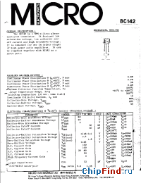 Datasheet BC142 manufacturer Micro Electronics