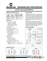Datasheet 25AA040-/SN manufacturer Microchip