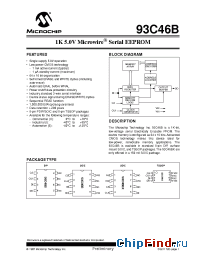 Datasheet 93C46B-ESN manufacturer Microchip