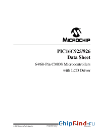 Datasheet PIC16LC925-I/L manufacturer Microchip