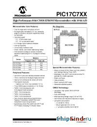 Datasheet PIC17C752-08I/PQ manufacturer Microchip