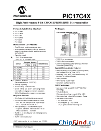 Datasheet PIC17CR43-08/PT manufacturer Microchip