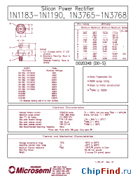Datasheet 1N1183AR manufacturer Microsemi