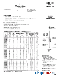 Datasheet 1N3016BTHU1N3051B manufacturer Microsemi