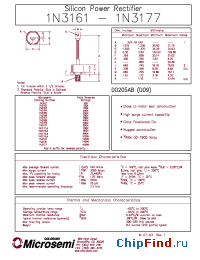 Datasheet 1N3165R manufacturer Microsemi