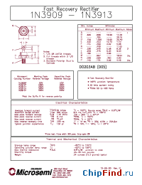 Datasheet 1N3910R manufacturer Microsemi