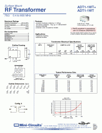 Datasheet ADT1-1WT+ manufacturer Mini-Circuits