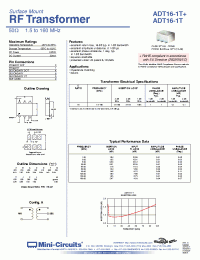 Datasheet ADT16-1T manufacturer Mini-Circuits