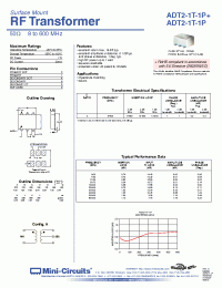 Datasheet ADT2-1T-1P+ manufacturer Mini-Circuits