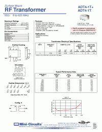 Datasheet ADT4-1T+ manufacturer Mini-Circuits