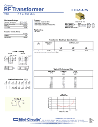 Datasheet FTB-1-1-75*C15 manufacturer Mini-Circuits