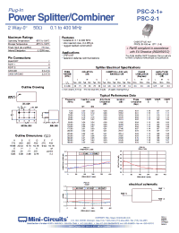 Datasheet PSC-2-1+ manufacturer Mini-Circuits