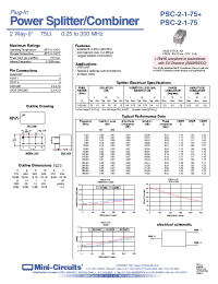 Datasheet PSC-2-1-75+ manufacturer Mini-Circuits