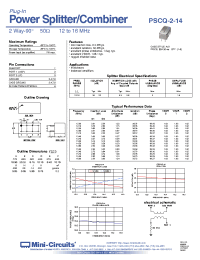 Datasheet PSCQ-2-14 manufacturer Mini-Circuits