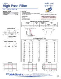 Datasheet SHP-150 manufacturer Mini-Circuits