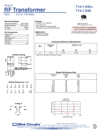 Datasheet T14-1-X65+ manufacturer Mini-Circuits