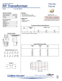 Datasheet T16-1H+ manufacturer Mini-Circuits