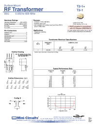 Datasheet T2-1+ manufacturer Mini-Circuits