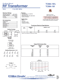 Datasheet TCM4-1W+ manufacturer Mini-Circuits