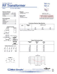 Datasheet TX1-1+ manufacturer Mini-Circuits