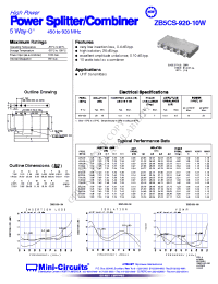 Datasheet ZB5CS-920-10W manufacturer Mini-Circuits