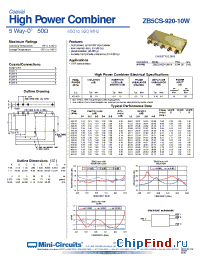 Datasheet ZB5CS-920-10W-N manufacturer Mini-Circuits