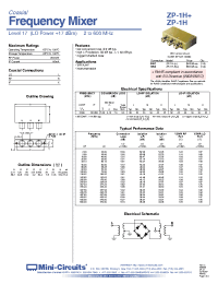 Datasheet ZP-1H manufacturer Mini-Circuits