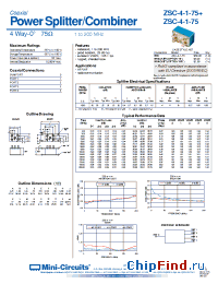 Datasheet ZSC-4-1-75BR+ manufacturer Mini-Circuits