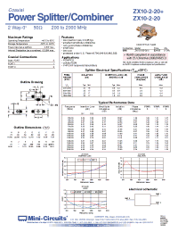 Datasheet ZX10-2-20-S+ manufacturer Mini-Circuits