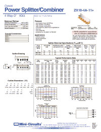 Datasheet ZX10-4A-11-S+ manufacturer Mini-Circuits