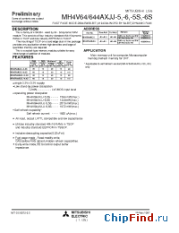 Datasheet MH4V644AXJJ-5S manufacturer Mitsubishi